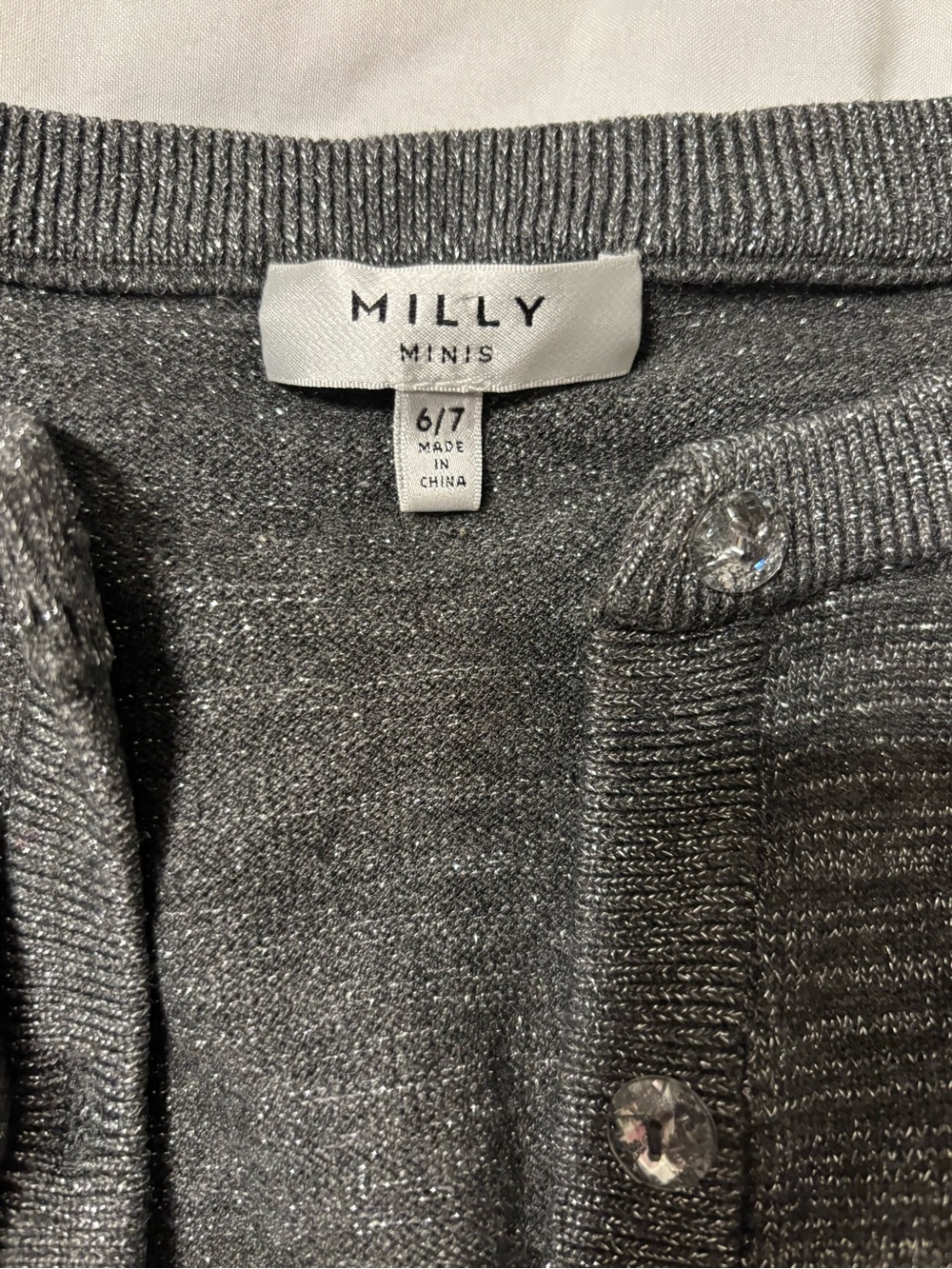 Milly Silver-Thread Gray Button Cardigan - Picture 3 of 14